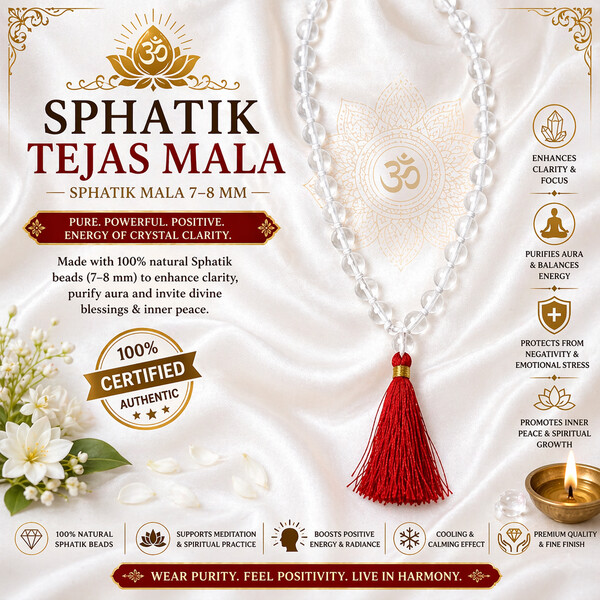 Sphatik Mala  – Sphatik Tejas Mala (7–8 mm)