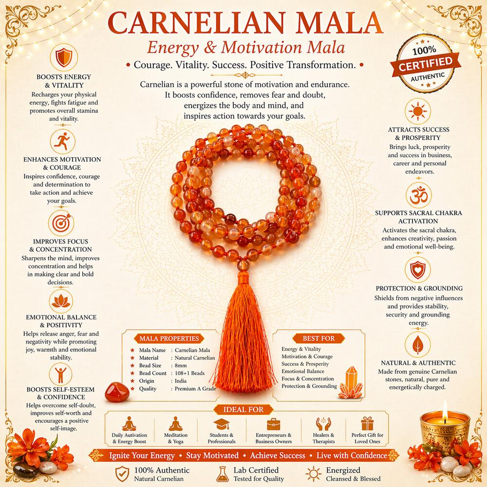 Carnelian Mala – Agni (fire, vitality, शक्ति)