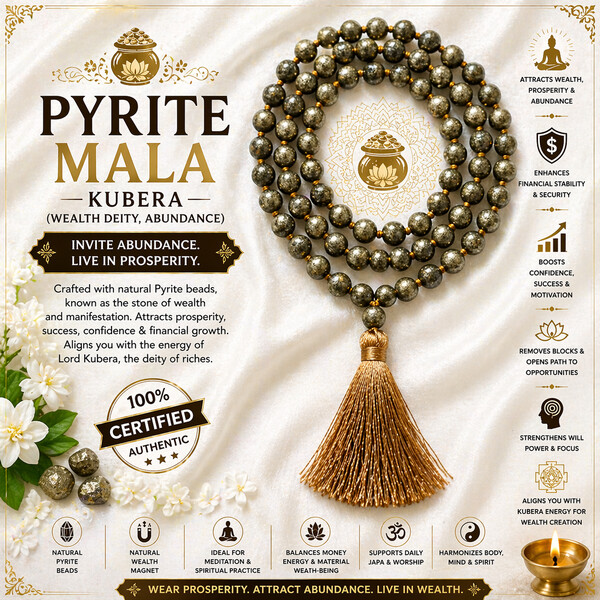 Pyrite Mala – Kubera (wealth deity, abundance)