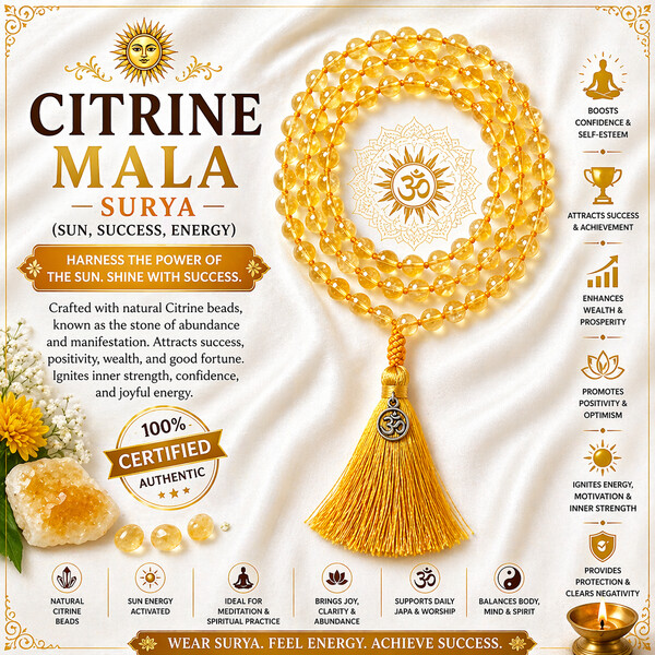 Citrine Mala – Surya (sun, success, energy)