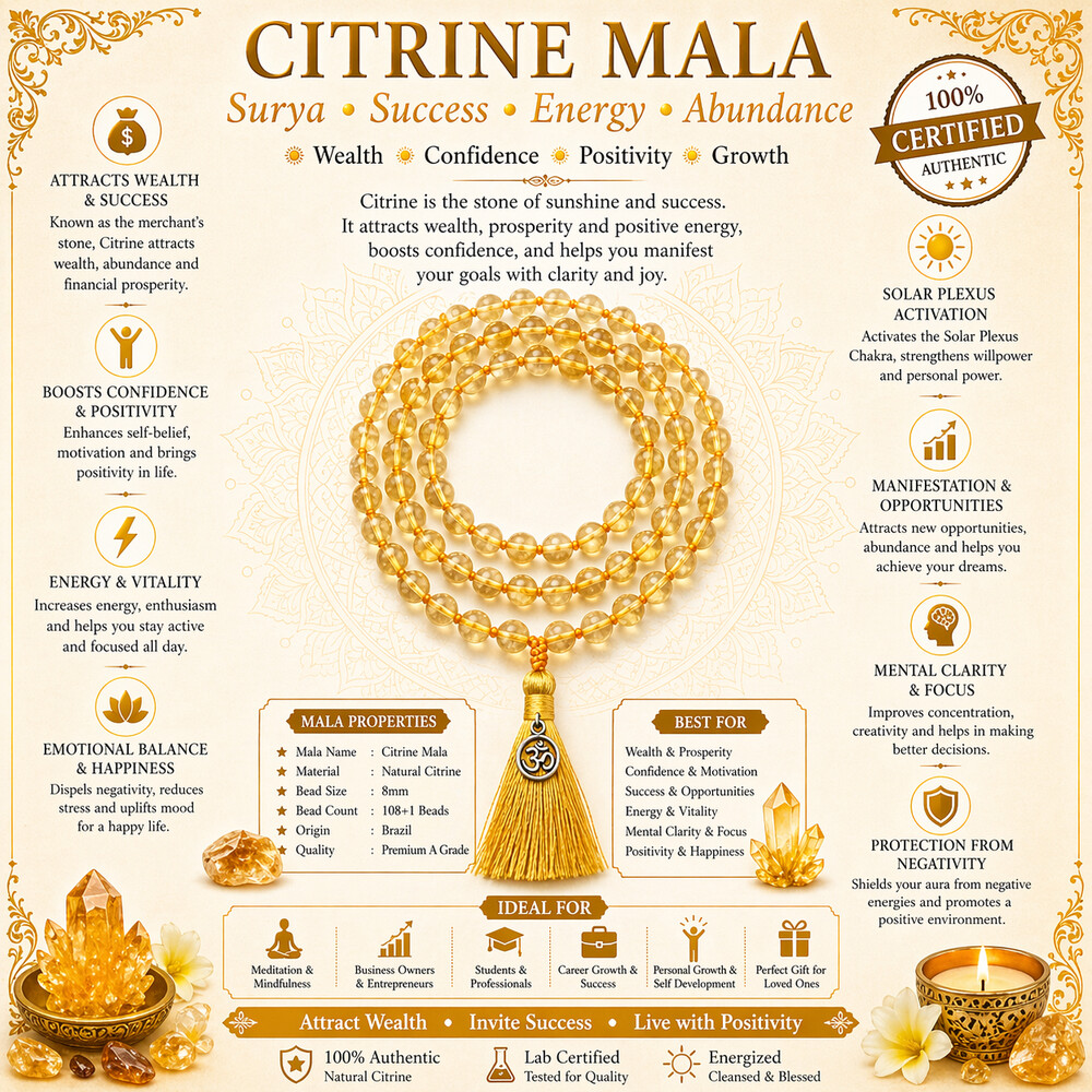 Citrine Mala – Surya (sun, success, energy)
