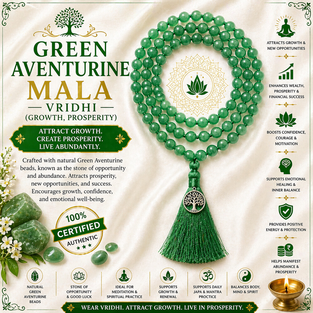 Green Aventurine Mala – Vridhi (growth, prosperity)