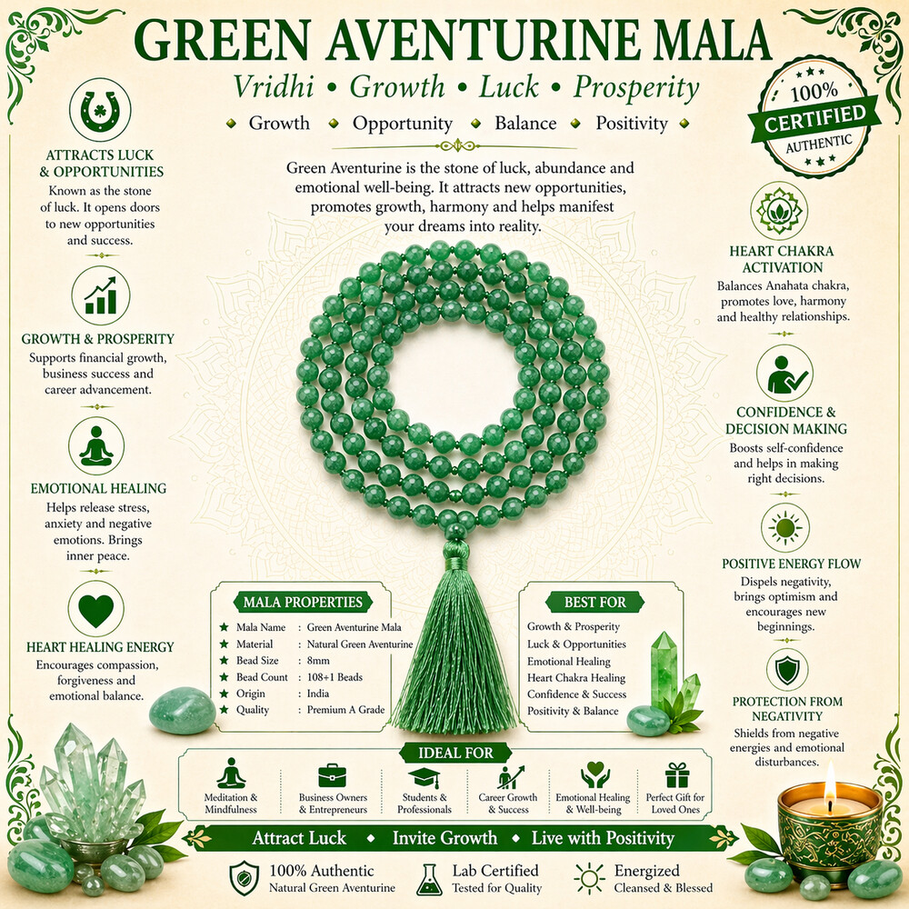 Green Aventurine Mala – Vridhi (growth, prosperity)