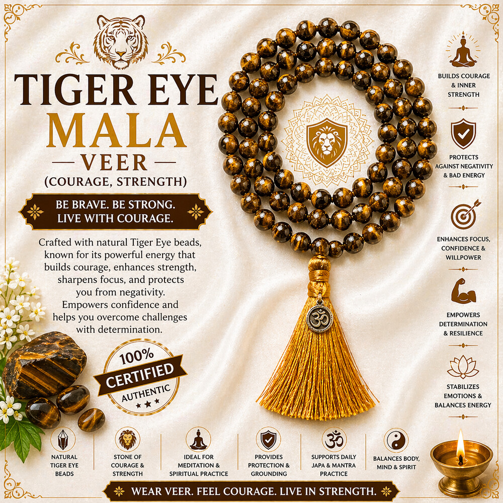 Tiger Eye Mala – Veer (courage, strength)