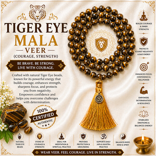 Tiger Eye Mala – Veer (courage, strength)