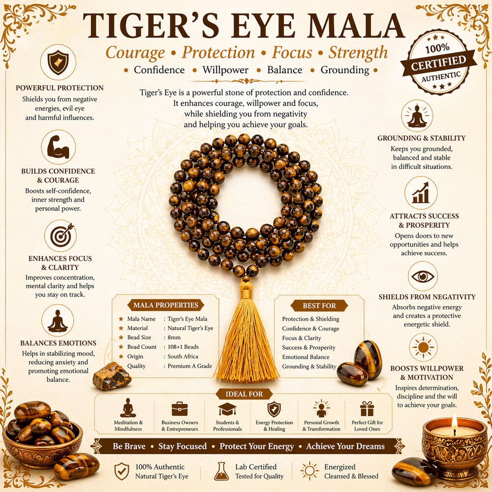 Tiger Eye Mala – Veer (courage, strength)