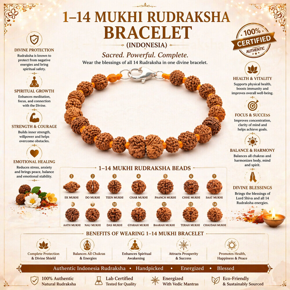 1–14 Mukhi Rudraksha Bracelet (Indonesia)