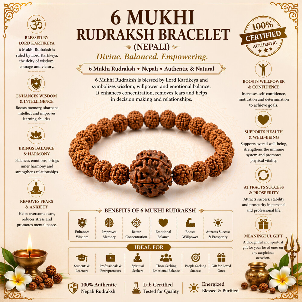 6 Mukhi Rudraksha Bracelet (Nepali)