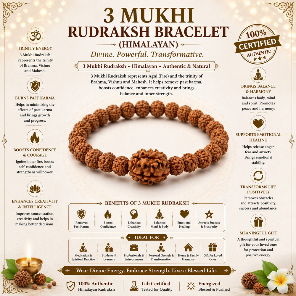 3 Mukhi Rudraksha Bracelet (Himalayan)