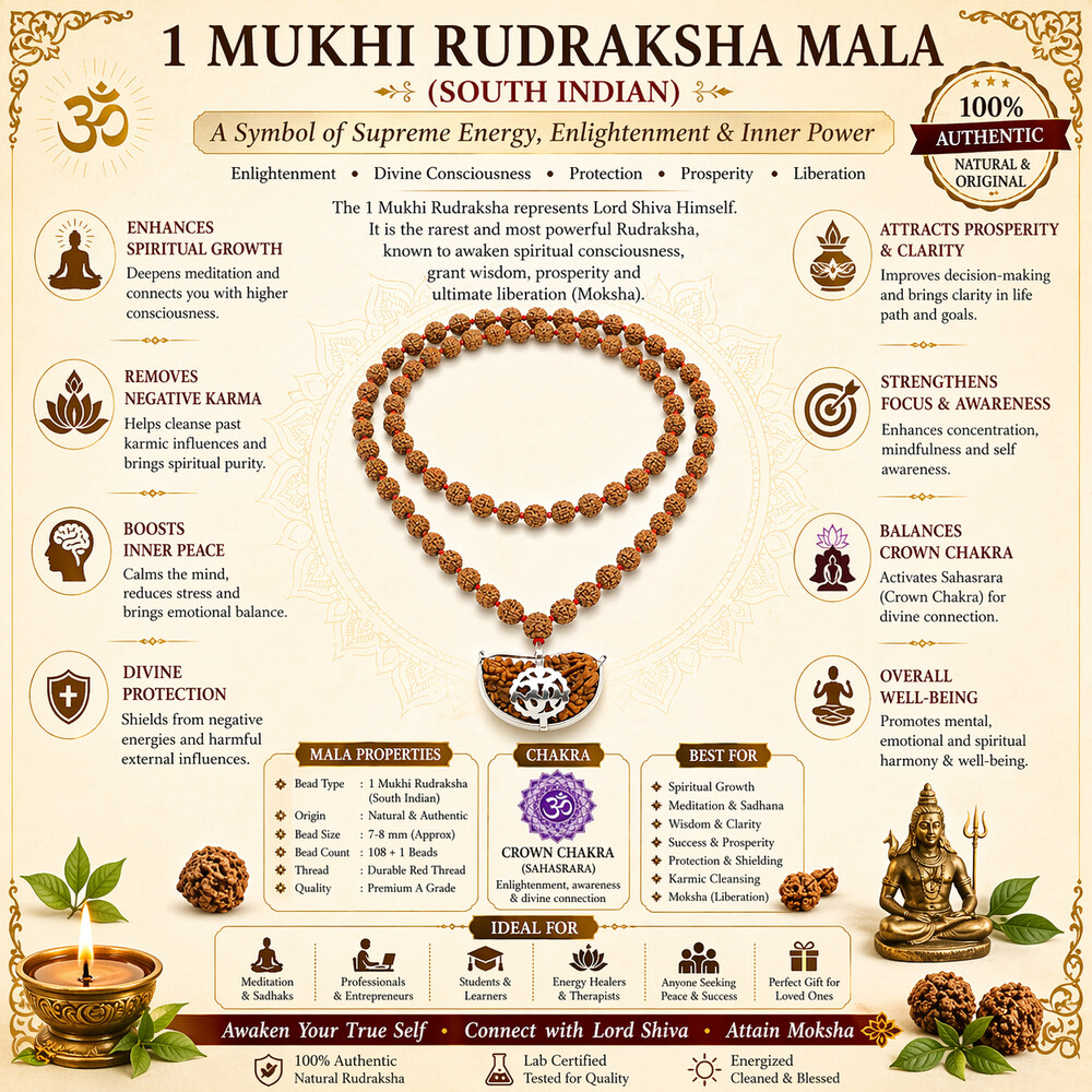 1 Mukhi Rudraksha Mala (South Indian)