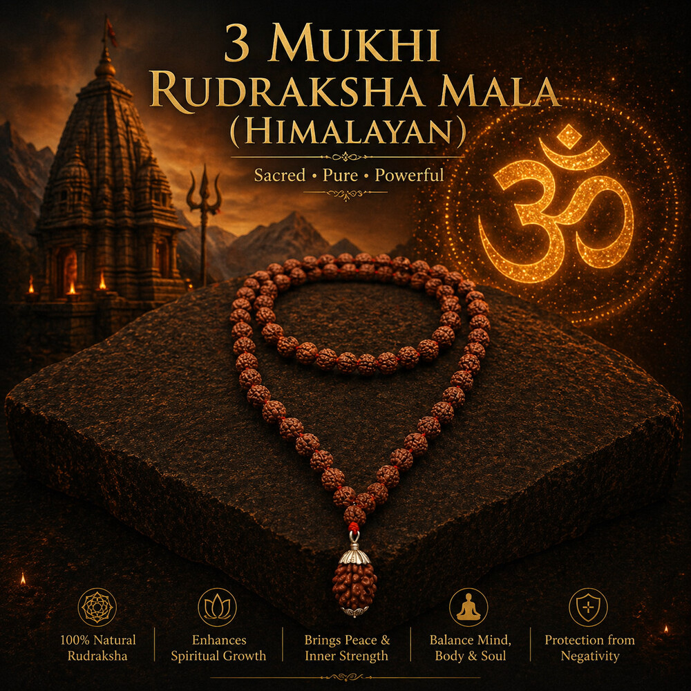 3 Mukhi Rudraksha Mala (Himalayan)