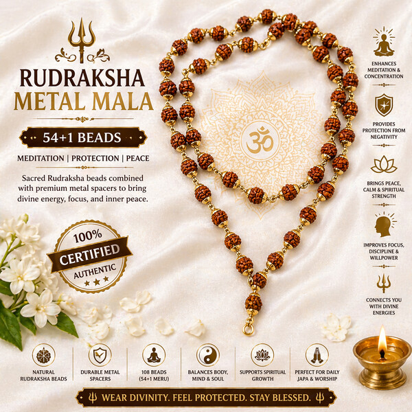 Rudraksha Metal Mala 54+1 | Meditation