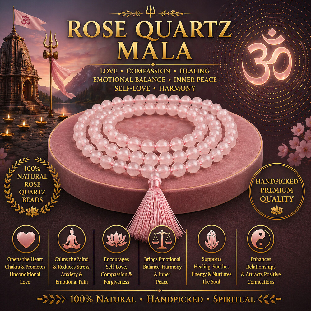 Rose Quartz Mala – Prema (divine love)