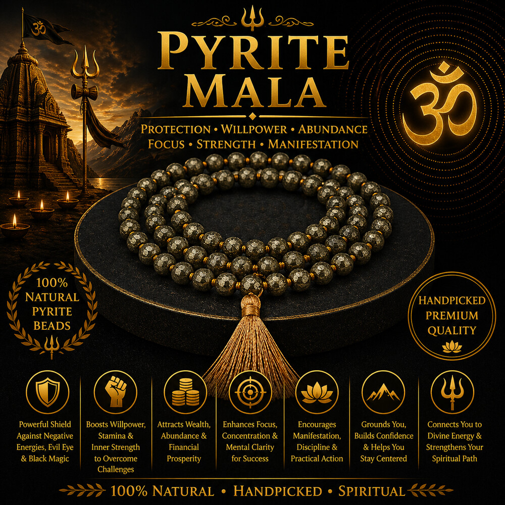 Pyrite Mala – Kubera (wealth deity, abundance)