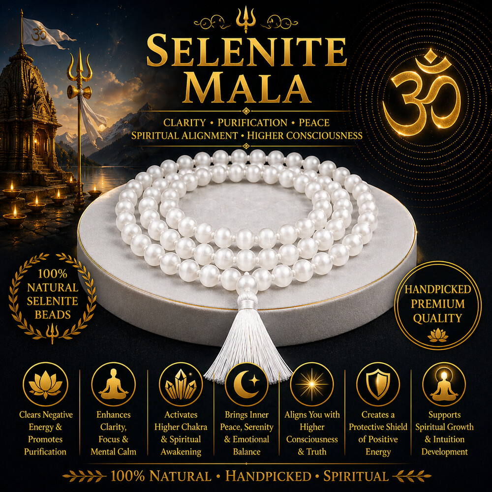 Selenite Mala – Soma (moon, calm, divine nectar)