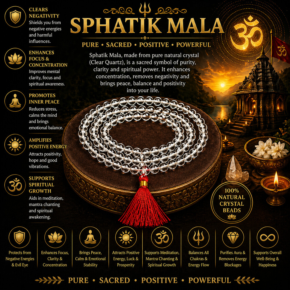 Sphatik Mala  – Sphatik Tejas Mala (7–8 mm)