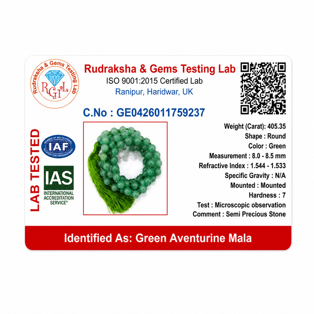 Green Aventurine Mala – Vridhi (growth, prosperity)